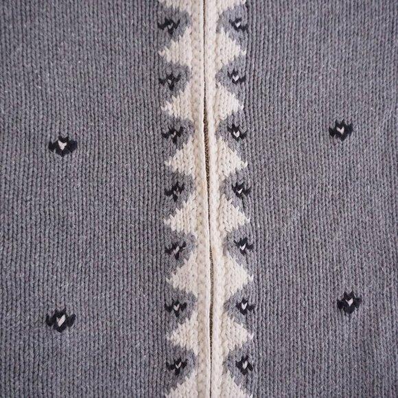 Vintage Northern Reflections Grey Knit Zip Up Cotton Blend Cardigan Sweater M - Picture 9 of 10